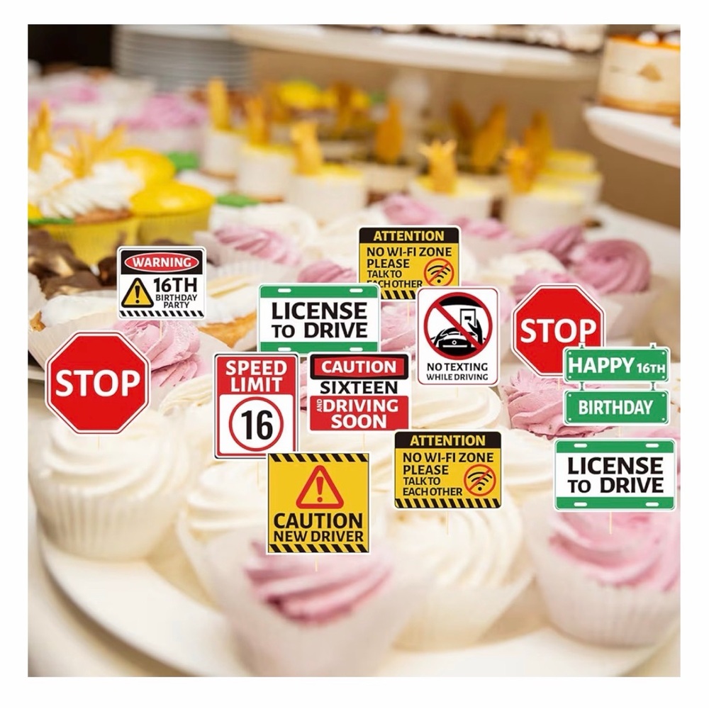 16th Birthday Party cake/cupcake toppers
